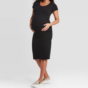 Isabel Maternity Stretchy Cotton T-Shirt Dress Black XS